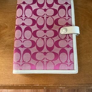 Coach Pink Signature Canvas Snap Portfolio/Organizer with White Trim